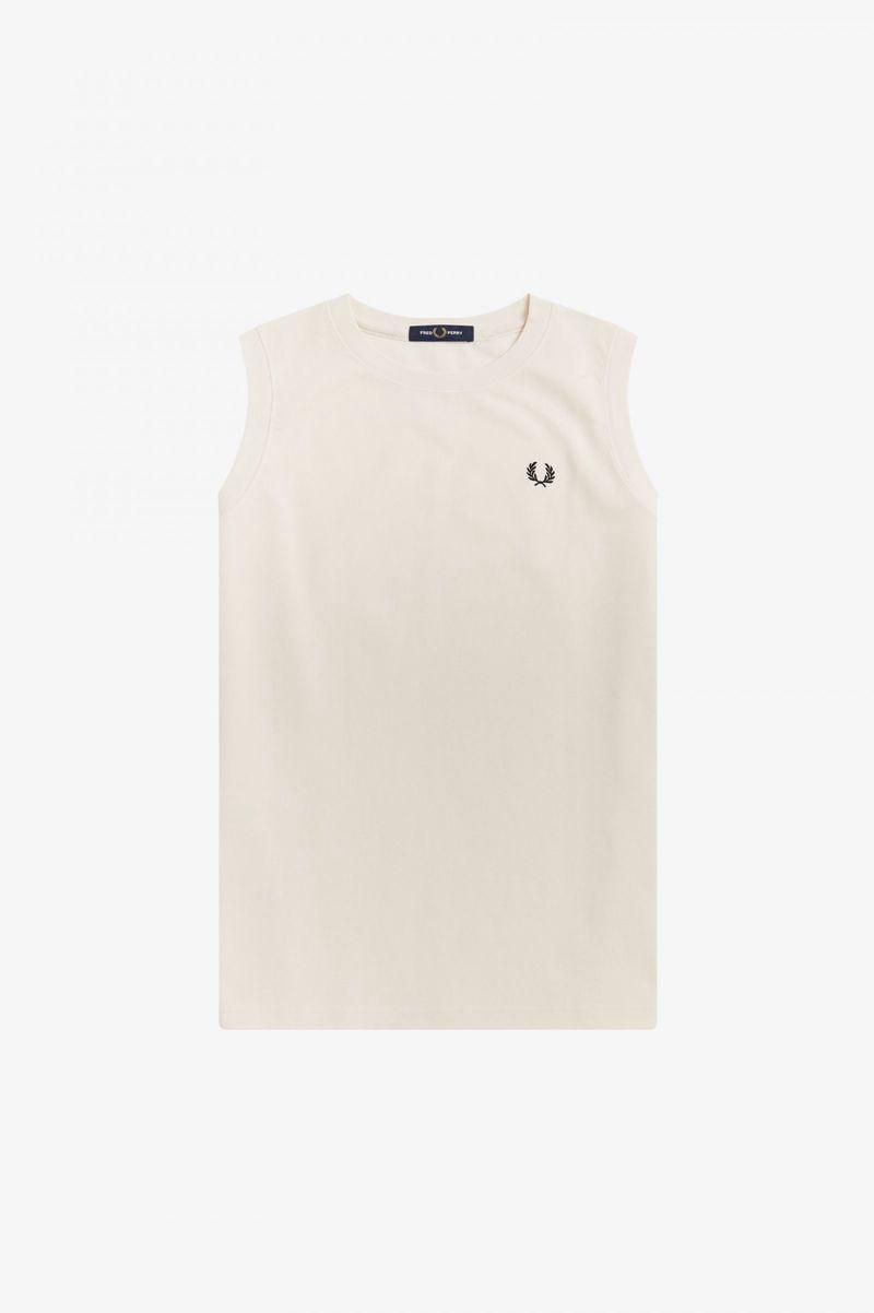 White Fred Perry Sleeveless Ringer Women\'s T Shirts | PH 2045FDNM